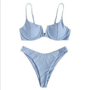 High Waisted Light Blue Bikini, Size L
